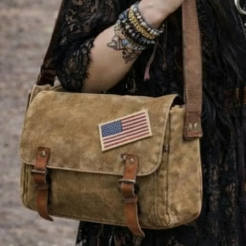 Rothco Desert Drab Heavyweight Canvas Leather Accent Cross Body Messenge… - Picture 11 of 11